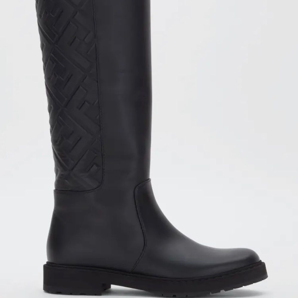 FENDI FF Leather Tall Riding Boots